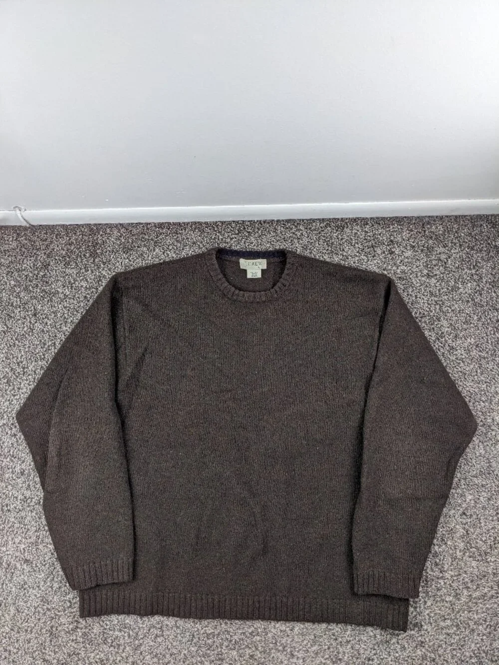 Vintage J Crew Sweater Shetland Wool Crewneck Pullover Brown Mens XL